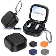 For Samsung Bud 4 / Bud 4 Pro Shockproof Keychain PU Leather Hard Slim Back Case