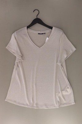 Kiabi Shirt mit V-Ausschnitt Regular Shirt für Damen Gr. 48, XXL Kurzarm silber
