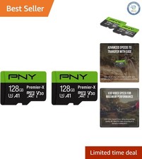 High-Speed 128GB microSDXC Class 10 Card - Waterproof  Shockproof - 2-Pack