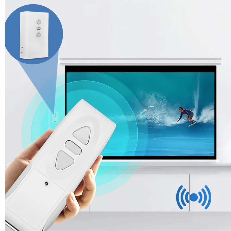 White Remote Control Switch RF Electric Curtain Screen Projector Accessory - Image 3 of 4