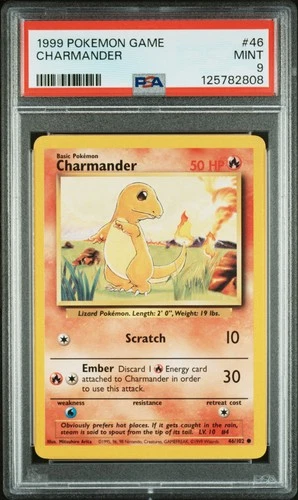 1999 POKEMON BASE SET UNLIMITED #46 CHARMANDER PSA 9
