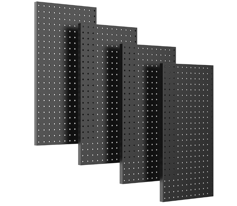 4 paneles metálicos perforados para pared, ideales para guardar herramientas en