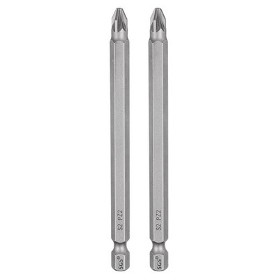 2pcs PZ2 Magnetic Pozi Screwdriver Bit 1/4'' Hex Shank 4'' Length Industrial Bit