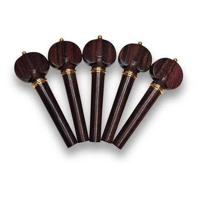Aruj Musical Heart Model Violin Pegs Set of 4-Golden Ring & Ball Ebony &rosewood