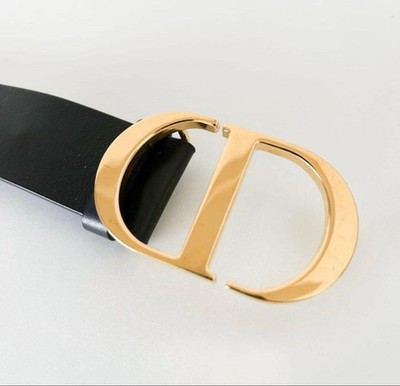CD Logo Buckle Black x Gold Leather Unisex belt | eBay