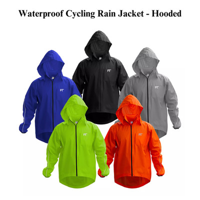 Herren Fahrrad wasserdichte Regenjacke hohe Sichtbarkeit Oberteil Kapuze Regenmantel S-XXL