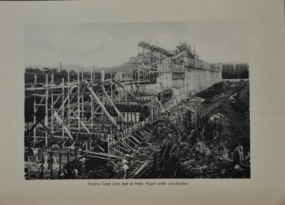 Antique Panama Canal Construction Lock Gates Pedro Miguel Art Print Photo 1914