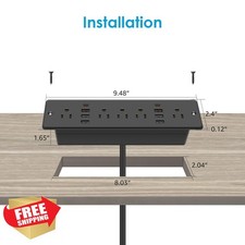 HHSOET 13 in 1 Recessed Power Strip Flat Plug 6 AC 6 USB 2 USB-C Black