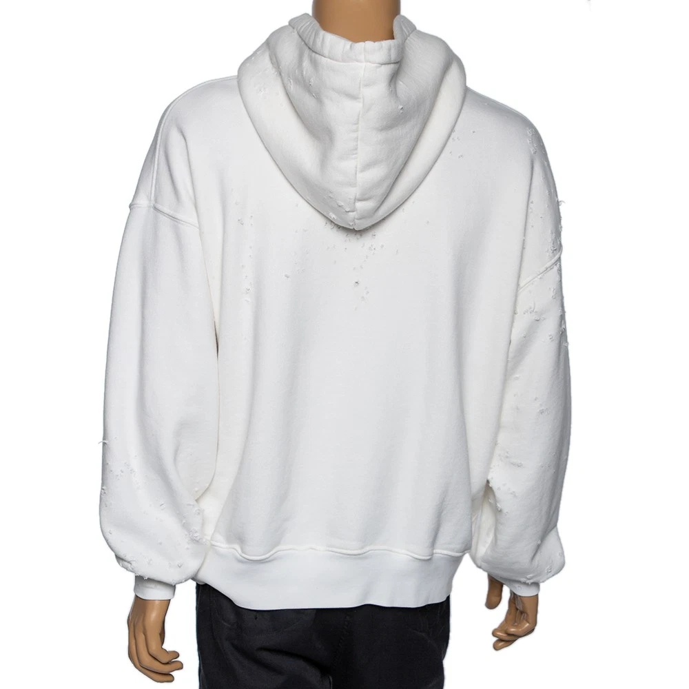 Felpa con cappuccio oversize Amiri bianca effetto invecchiato cotone manica lunga S