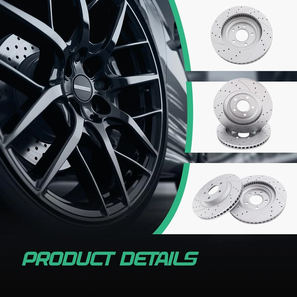 Rotores de freno de disco de freno delanteros perforados y ranurados 55124 12,72 pulgadas / 323 mm ajuste Foto 4 de 4