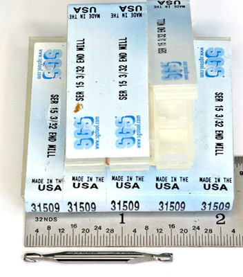 3/32'' - 2 FLUTE  CARBIDE DOUBLE ENDED - END MILL - 3/16'' LOC X 1.500 AOL (8 PCS)