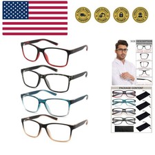 4-Pack Reading Glasses Blue Light Blocking for Men,Comfort Lightweight Eyegla...