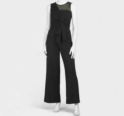JS Collections Women's Black Aubrie Oversize Bow Jumpsuit Size 8