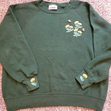 Vintage RARE Bassett Walker Sweatshirt Women Large 42-44 Green, Bees  Flowers