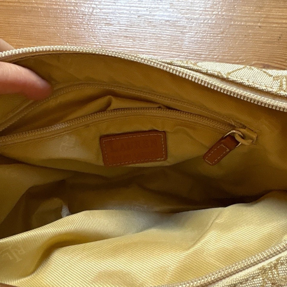 Ralph Lauren Bolso de Lona Cuero Correa Ajustable Monedero Hobo Bolso de Hombro Foto 4 de 4