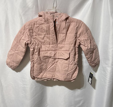 Art Class Girl's Quilted Jacket Pink Solid Hooded 1/4 Snap Size XS
