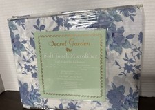 Secret Garden Soft Touch Microfiber Sheet Set Full Size Blue White Floral