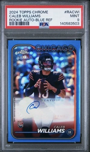 Caleb Williams - 2024 Topps Chrome True Blue Refractor RC Auto /150 - PSA 9