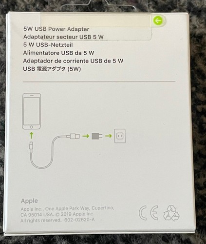 Apple Lightning 5-Watt USB Cable 1m Power Adapter - Zdjęcie 2 z 2