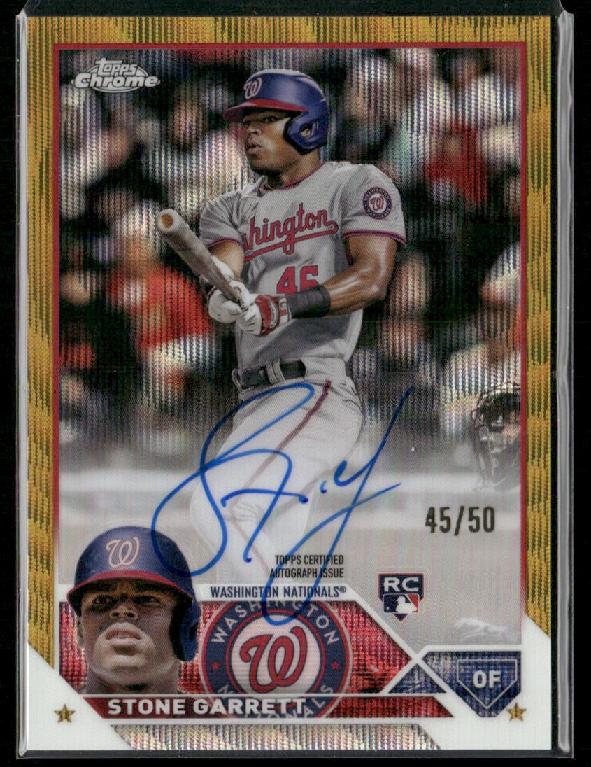 Stone Garrett 2023 Topps Chrome #RA-SG Rookie Auto Gold Wave #/50