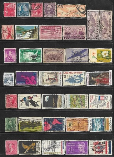 US United States Stamp Packet Lot of 36 off paper Stamps USA Collection used