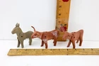 Vintage Lot of 3 Playmobil - 2 Longhorn Cows & 1 Donkey
