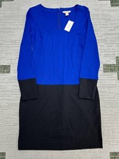 Banana Republic Sheath Dress Women 0 Blue Colorblock Ponte Drop Waist U Neck New