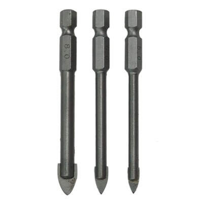 3-teiliges FLIESENBOHRER-SET SECHSKANTANTRIEB KERAMIK WAND BODEN GLAS SPIEGEL 5 6 8 MM SPATEN