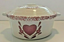 Stoneware Sponge Heart Covered Casserole Dish
