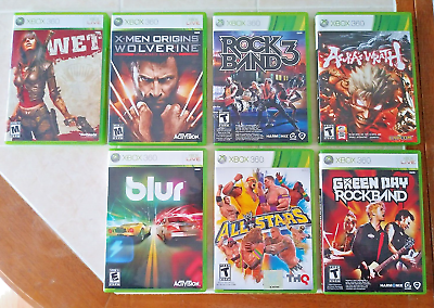 XBox 360 Game Assortment, with disk, case, and instructions. Sold each or  as lot