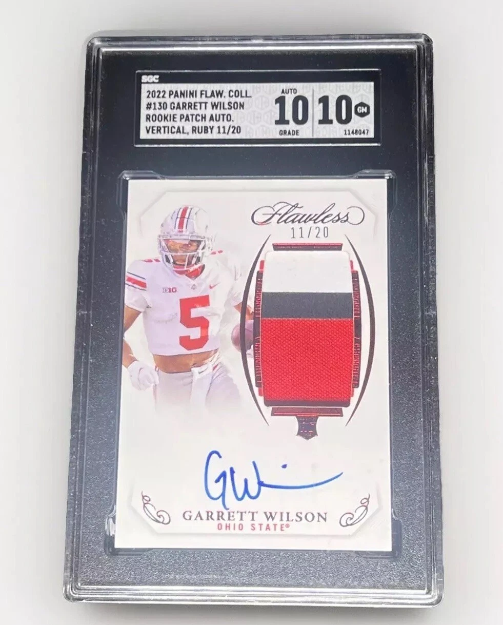 Garrett Wilson Panini Flawless Collegiate #130 Patch Autographs-Vertical-Ruby