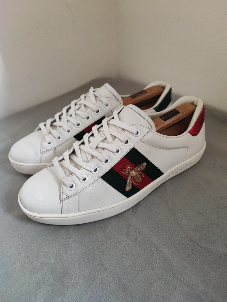 Gucci Ace Sneakers Men Strip Bee Leather Low Shoes 429446