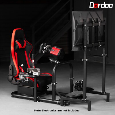 Dardoo Sim Racing Cockpit with Monitor Stand Seat Fit Logitech G29 G920 Fanatec