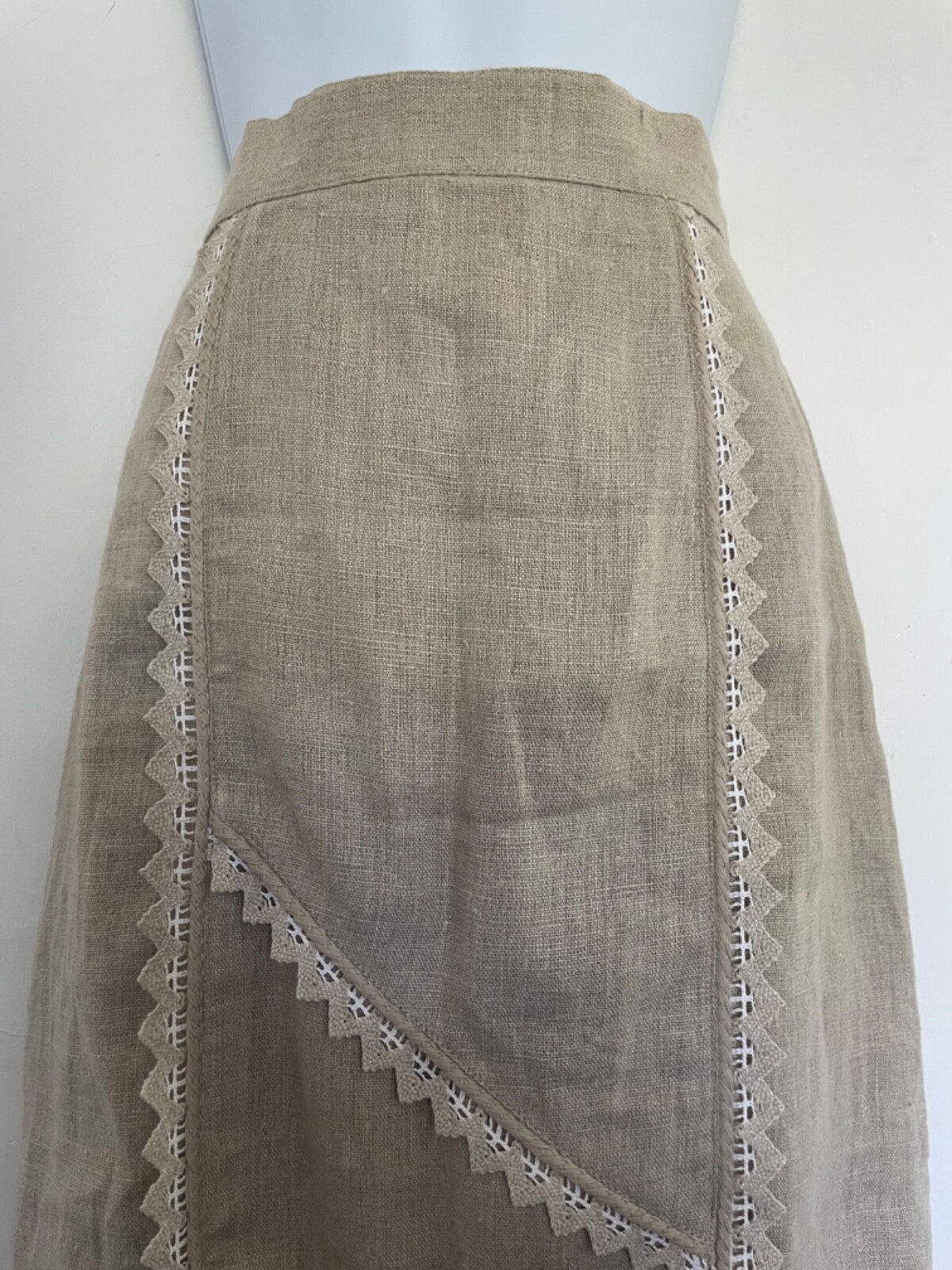 Vintage Skirt Size 8 10 Long Beige Straight Austrian Crochet Smart Alpine Folk image 2