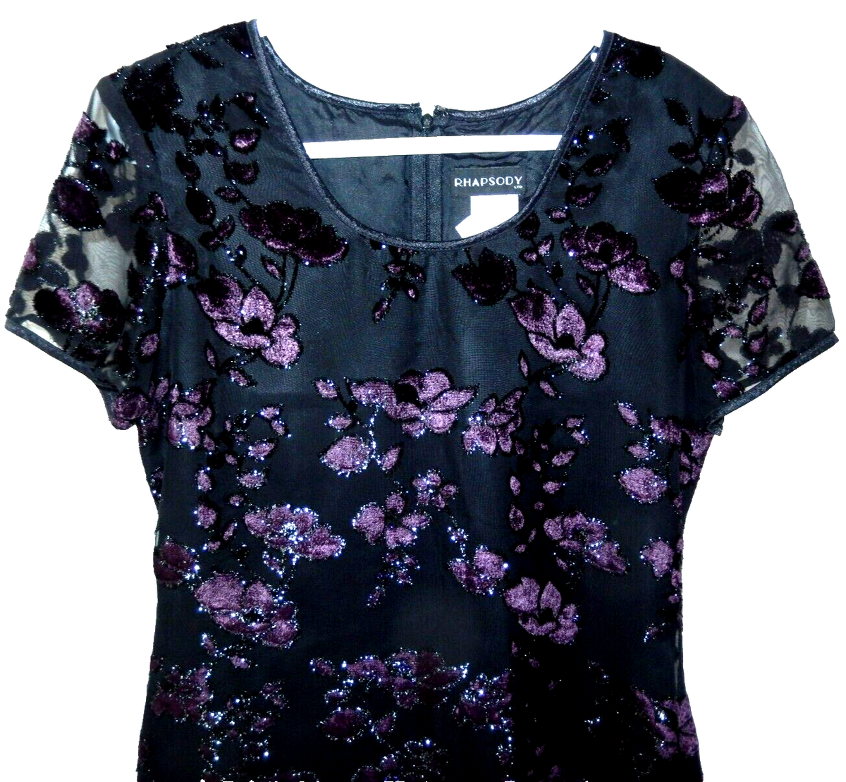 RHAPSODY Evening Cocktail Dress-Pretty Sheer Overlay Floral Sparkle-12 WOW nice! | eBay RHAPSODY Evening Cocktail Dress-Pretty Sheer Overlay Floral Sparkle-12 WOW nice! | eBay