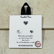 Heart Stud Earrings 925 Silver Brushed Fashion Jewelry What Make You Beautiful