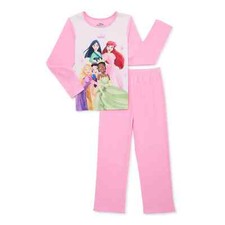 Disney Princess 2 PC Long Sleeve Flannel Pajama Set Girl Size 6/6X