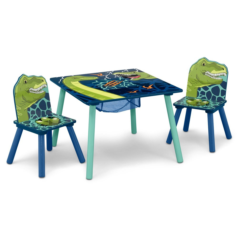 Dinosaur Kids Table And Chairs Set For 2 3 4 Year Old Boys Toddlers With Storage