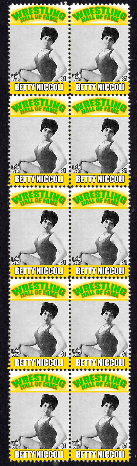 BETTY NICCOLI WRESTLING HALL OF FAME INDUCTEE STRIP OF 10 MINT S