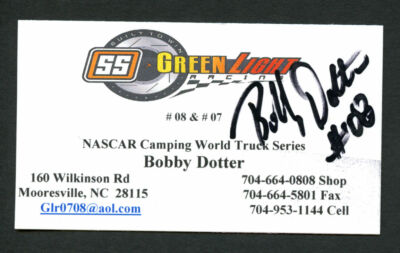 Bobby Dotter signed autograph auto Green Light Racing Business Card BC435