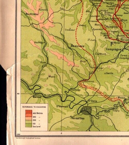 "THE WESTERN FRONT" WWI, FRANCE, LUXEMBOURG, BELGIUM Antique original map c1920 - Picture 3 of 8