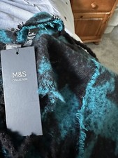 Marks & Spencer large Green/Black fluffy Scarf/Shawl