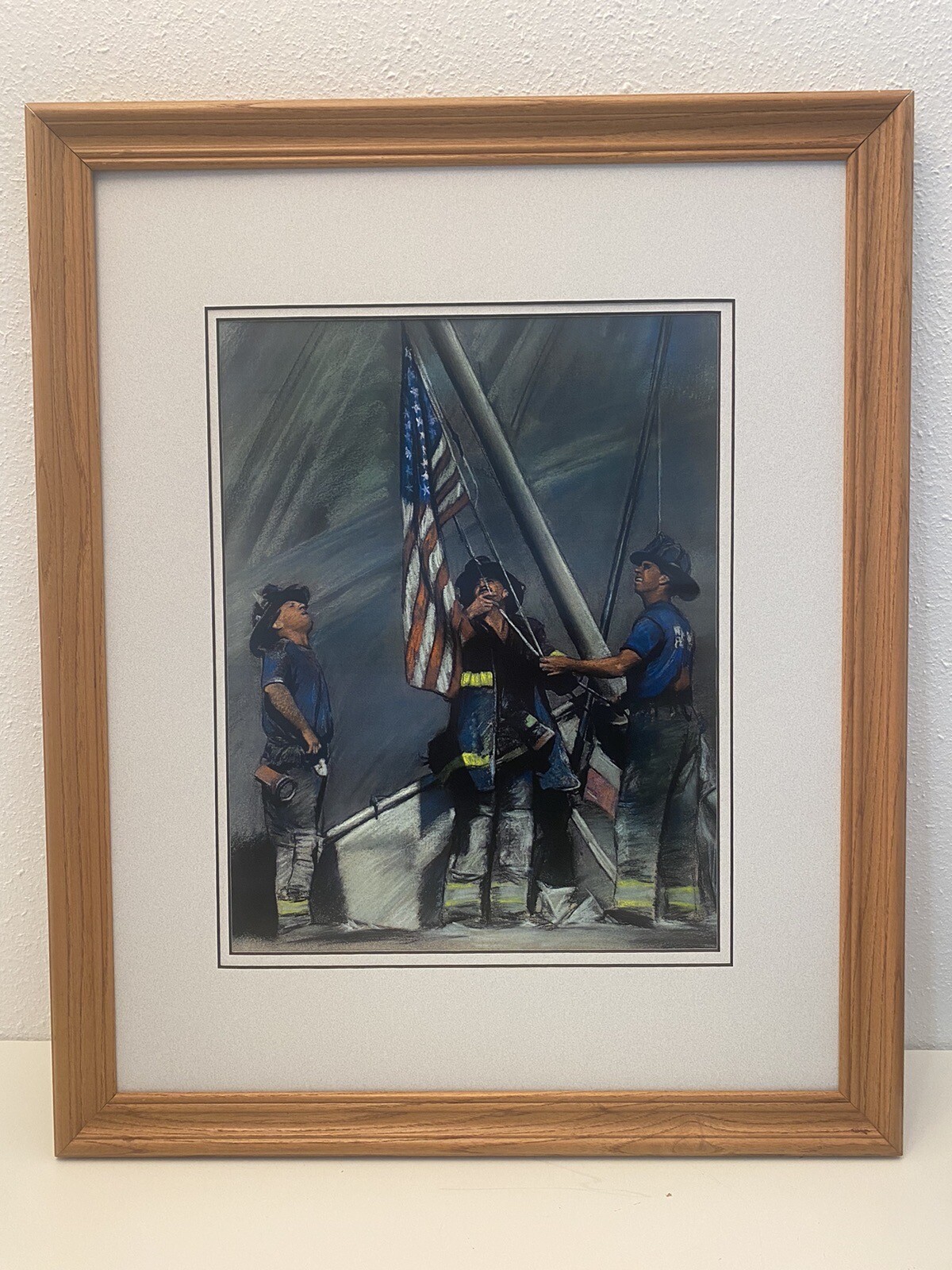 9/11 September 11 New York NYC Firefighters Raising Flag Poster Framed ...