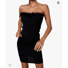 Shein Black Feather Bodycon Mini Dress | M