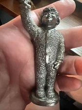 Michael Ricker Pewter 1998 Boy in Pajama's w/ Toy Plane #1041 3.5"