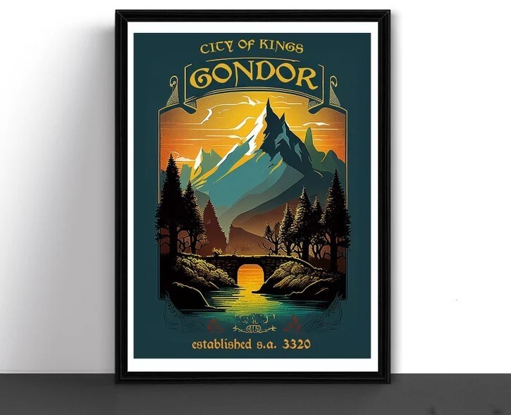 Lord of the Rings LOTR Gondor J.R.R. Tolkien Art Print Travel Poster