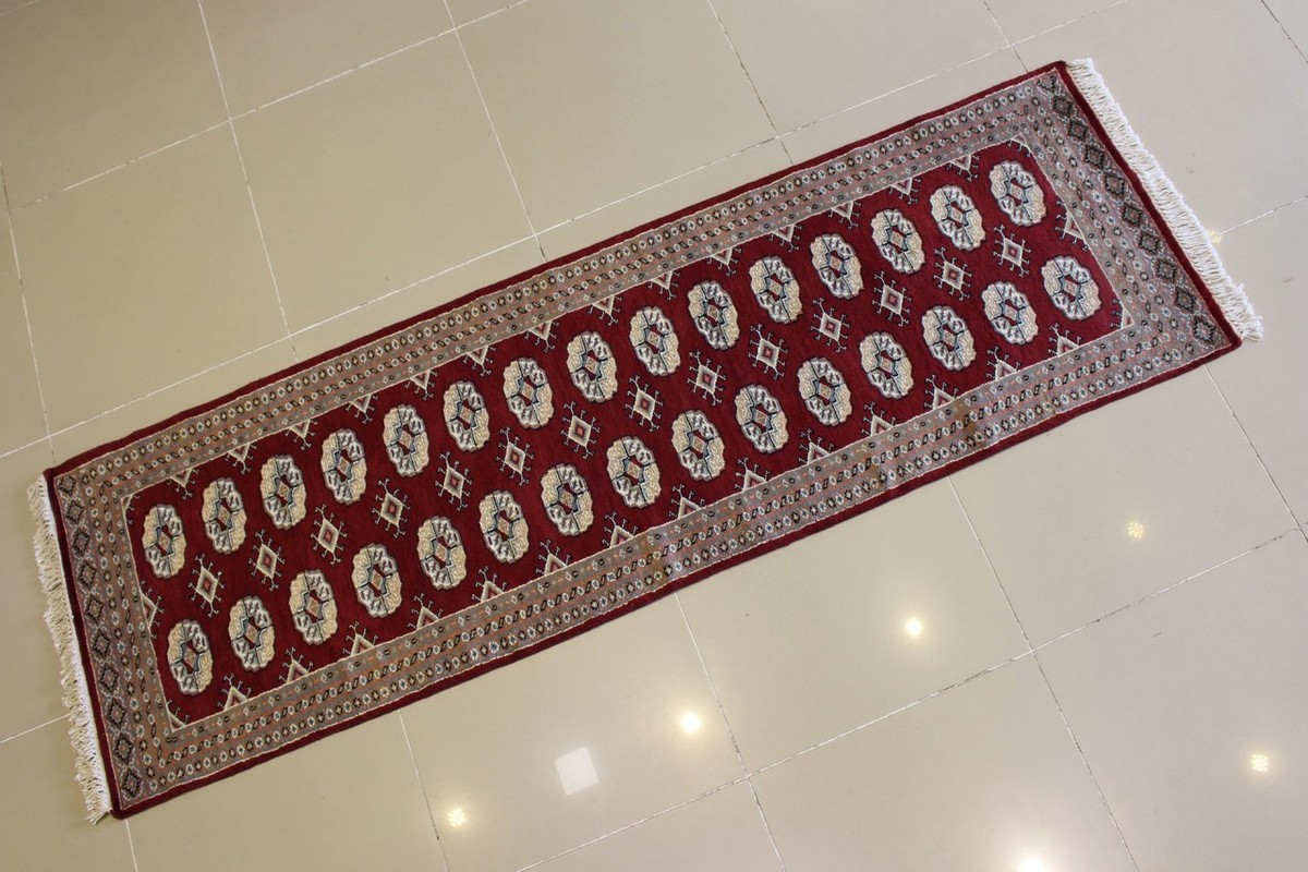 Tapis Boukhara rouge vintage - Laine afghane nouée à