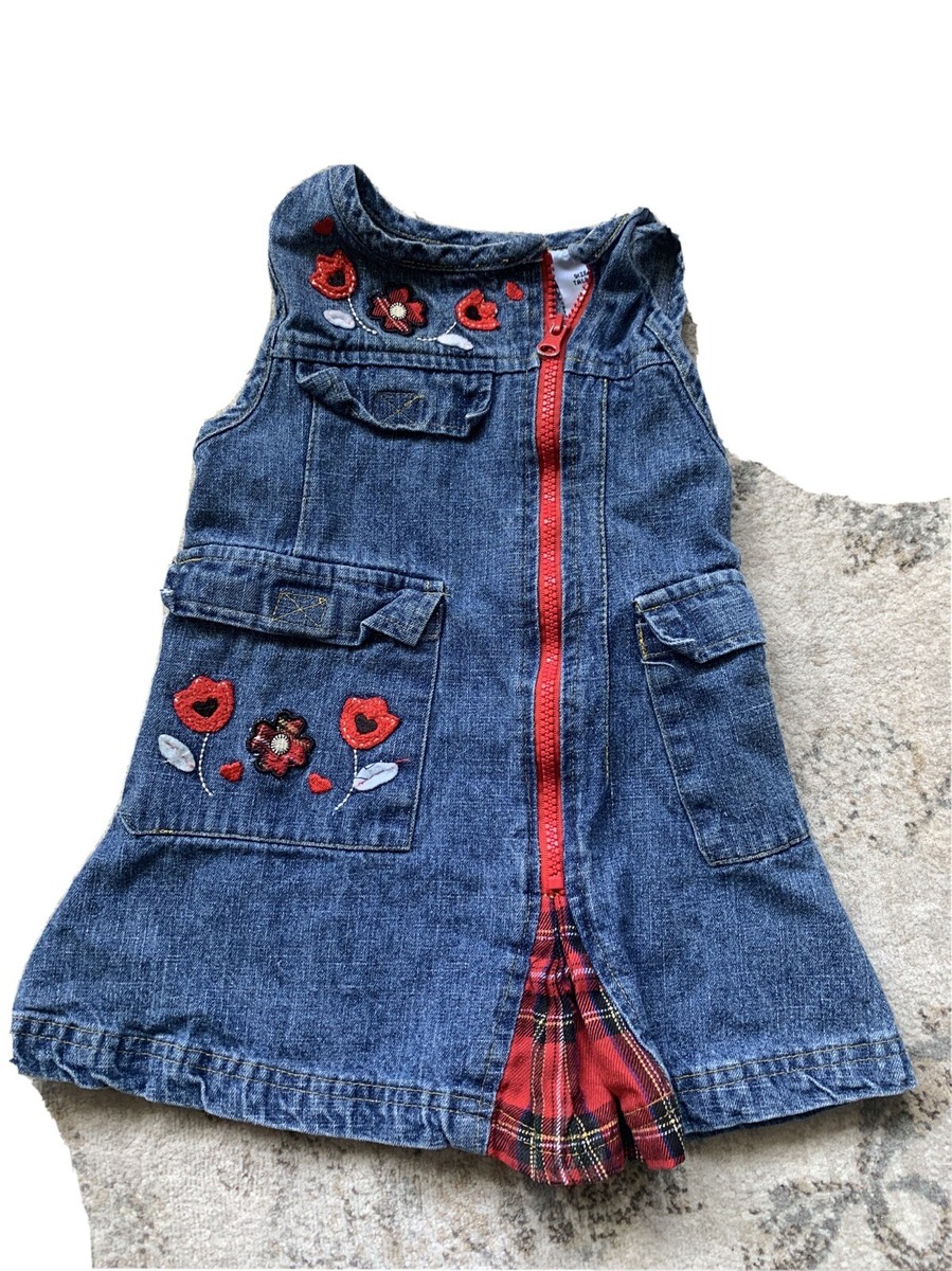 Young Hearts Girls Sleeveless Embroidered Denim Dress Size 2T | eBay