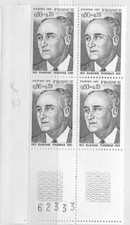 1974 bloc de  4 timbres coin numéroté Eugene thomas N° 1827 Neufs **