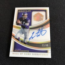 2023 Immaculate Collection Fran Tarkenton Hall Of Fame HOF Signatures Auto 31/49